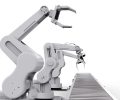 Robotska roka z vakuumskim prijemalnikom na proizvodni liniji